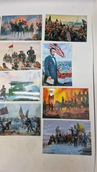 Samling kort med motiver fra den amerikanske borgerkrig