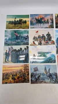 Samling kort med motiver fra den amerikanske borgerkrig