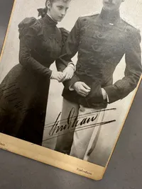 Ekstremt sjældent originalt signeret billede af Christian X og Alexandrine