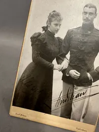 Ekstremt sjældent originalt signeret billede af Christian X og Alexandrine
