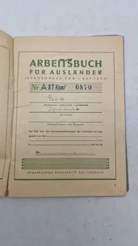 Original Deutsches Reich Arbeitsbuch für Ausländer" (Arbejdsbog for udlændinge)