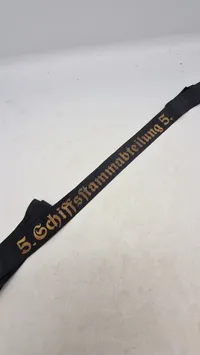 Originalt Kriegsmarine Mützenbänder - 5. Schiffsstammabteilung 5."