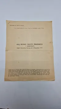 KAJ MUNKS SIDSTE PRÆDIKEN
I KØBENHAVN
Holdt i Domkirken Søndag den 5 December 1943