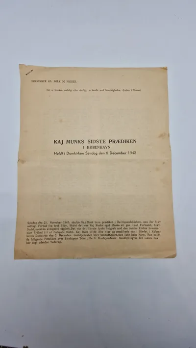 KAJ MUNKS SIDSTE PRÆDIKEN
I KØBENHAVN
Holdt i Domkirken Søndag den 5 December 1943