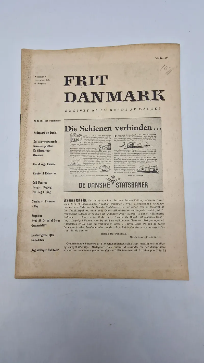 Originalt eks. af “Frit Danmark” ww2