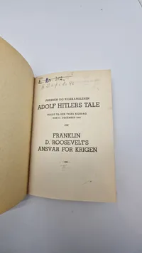 Originalt eks. af Adolf Hitlers tale i Berlins sportspalads 1940