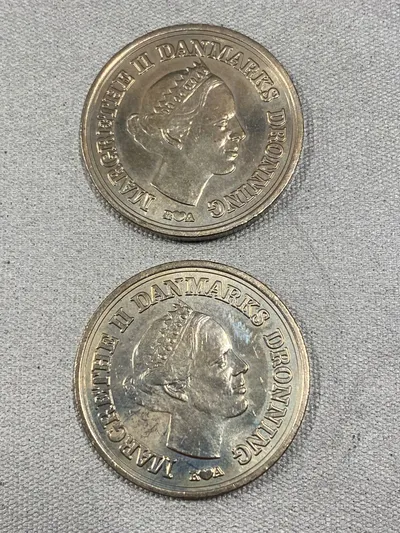 Kong Frederik jubilæumsmønter (2stk)