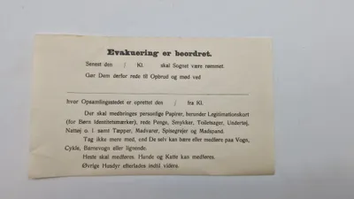 Original evakueringsseddel - ww2