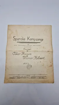 Sjældent originalt sanghæfte med Spanske Kampsange (Den internationale brigade