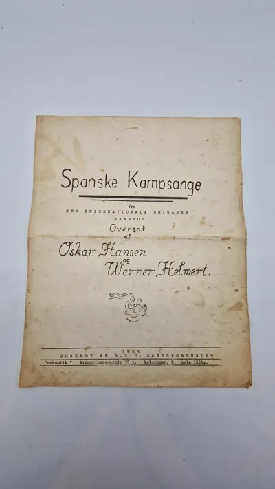 Sjældent originalt sanghæfte med Spanske Kampsange (Den internationale brigade