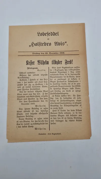 Original “spiseseddel” fra 1926 (Holstebro Avis)