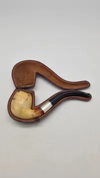 Merskumspibe med sølvomslag og etui