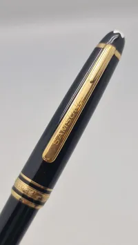 Original Mont Blanc Meisterstück kuglepen, med reklame for Samsung på clip