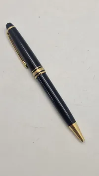Original Mont Blanc Meisterstück kuglepen, med reklame for Samsung på clip