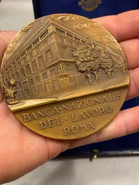 Stor bronze mønt - Banca Nazionale med æske