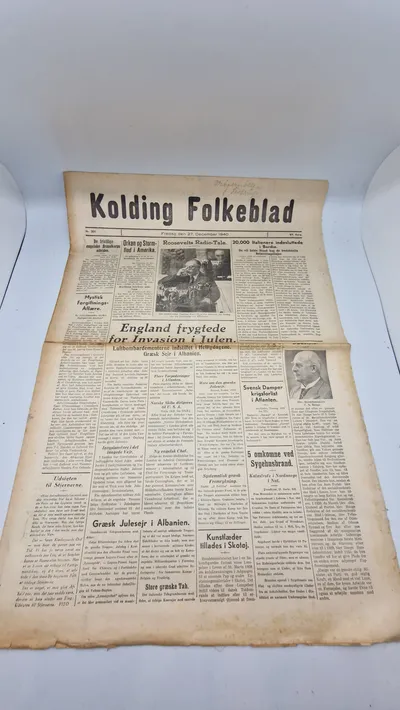 Originalt eks. af “Kolding Folkeblad” 1940