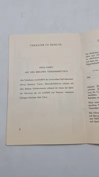 Original XI. OLYMPIADE BERLIN
1936
REISE- UND TRANSPORTERMÄSSIGUNGEN
ORGANISATIONSKOMITEE FOR DIE XI. OLYMPIADE
BERLIN 1936