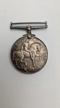 Original britisk krigsmedalje (British War Medal) fra Første Verdenskrig - navngiven