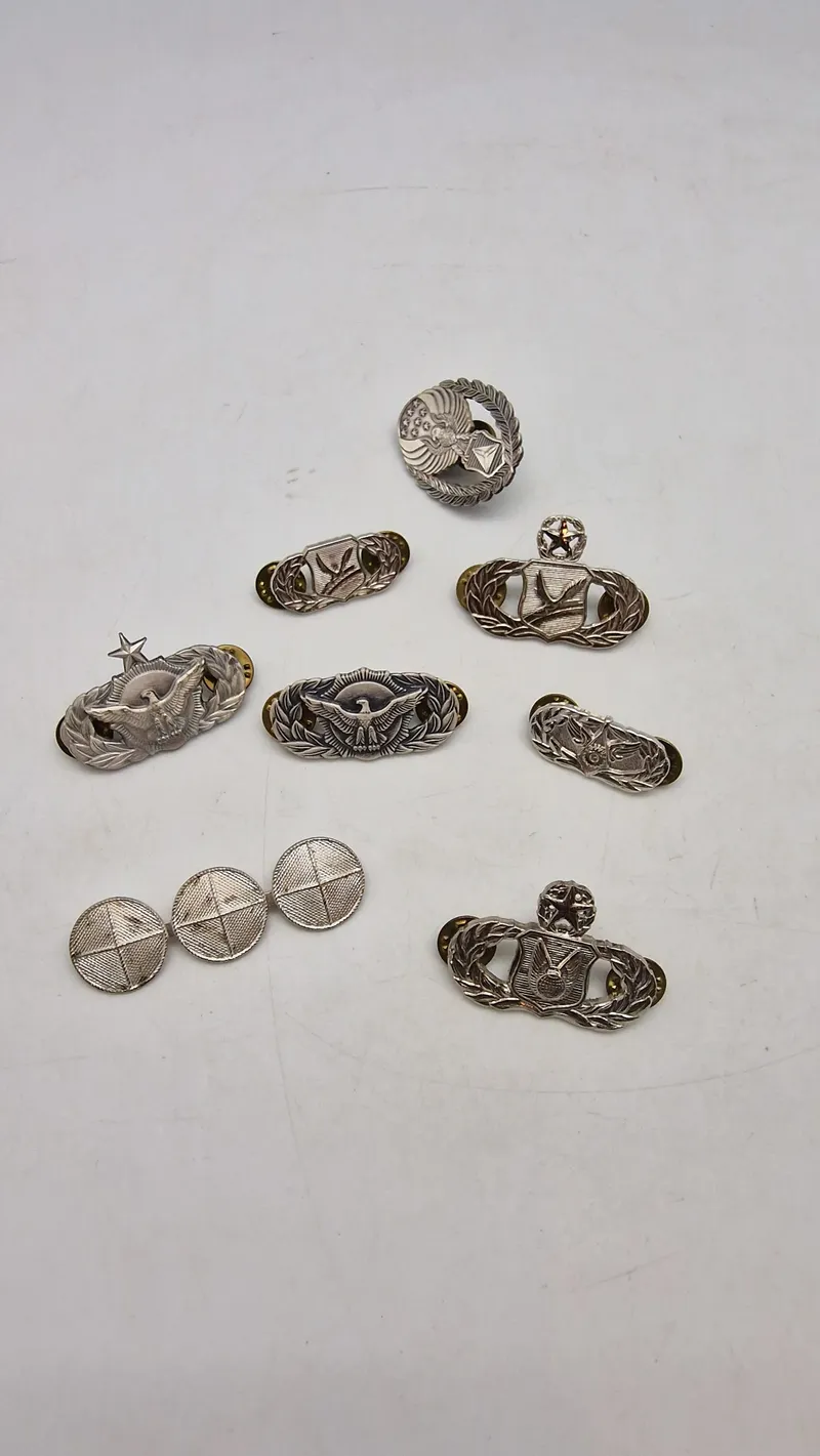 Samling originale amerikanske badges og vinger