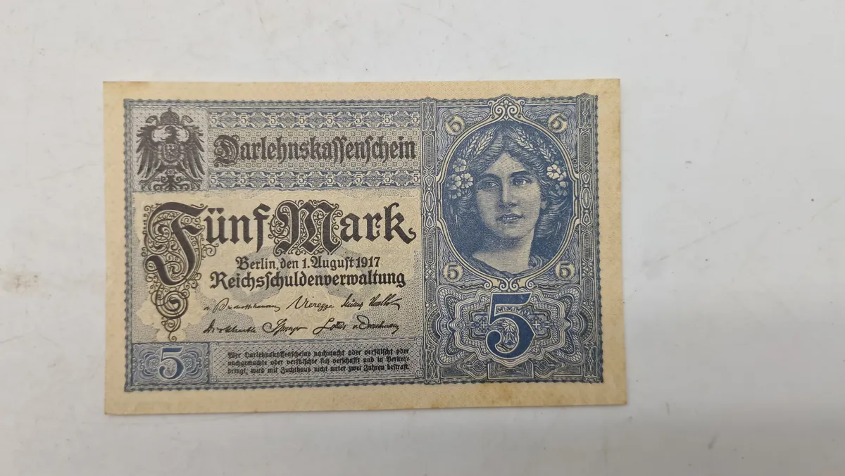 Original tysk 5 Mark fra 1917