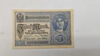 Original tysk 5 Mark fra 1917