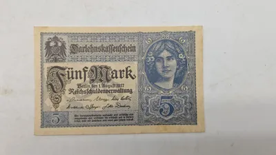 Original tysk 5 Mark fra 1917