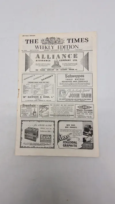 Originalt eks. af “Weekly Edition” 1944 Nedkastet over Danmark WW2