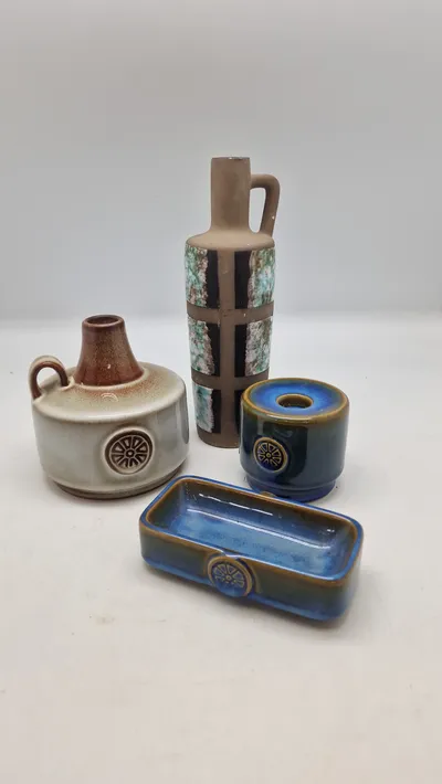 tysk keramik vase + Søholm vase, fad og lysestage