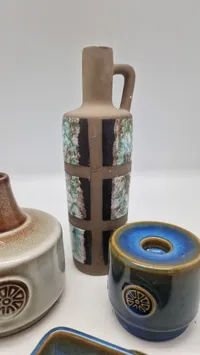 tysk keramik vase + Søholm vase, fad og lysestage