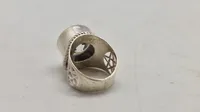 Stor sølvring (sterling) med klar sten st. 52