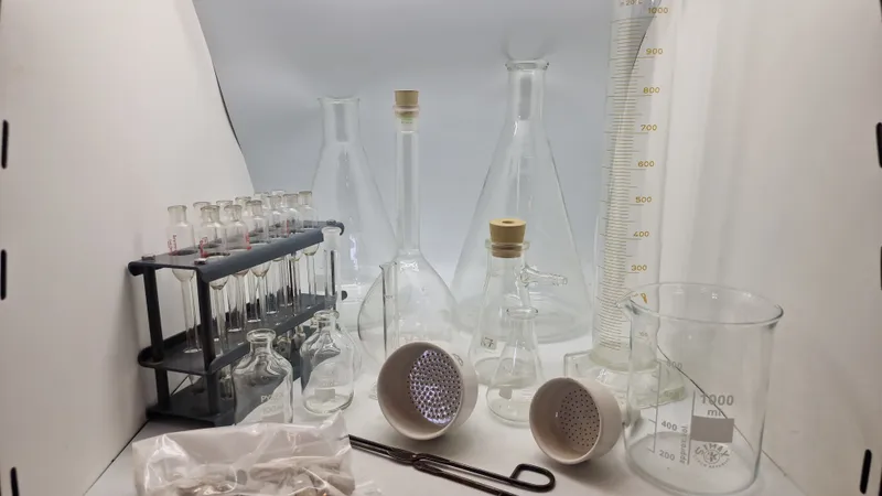 Samling Laboratorie kolber mm SKAL HENTES I VORDINGBORG
