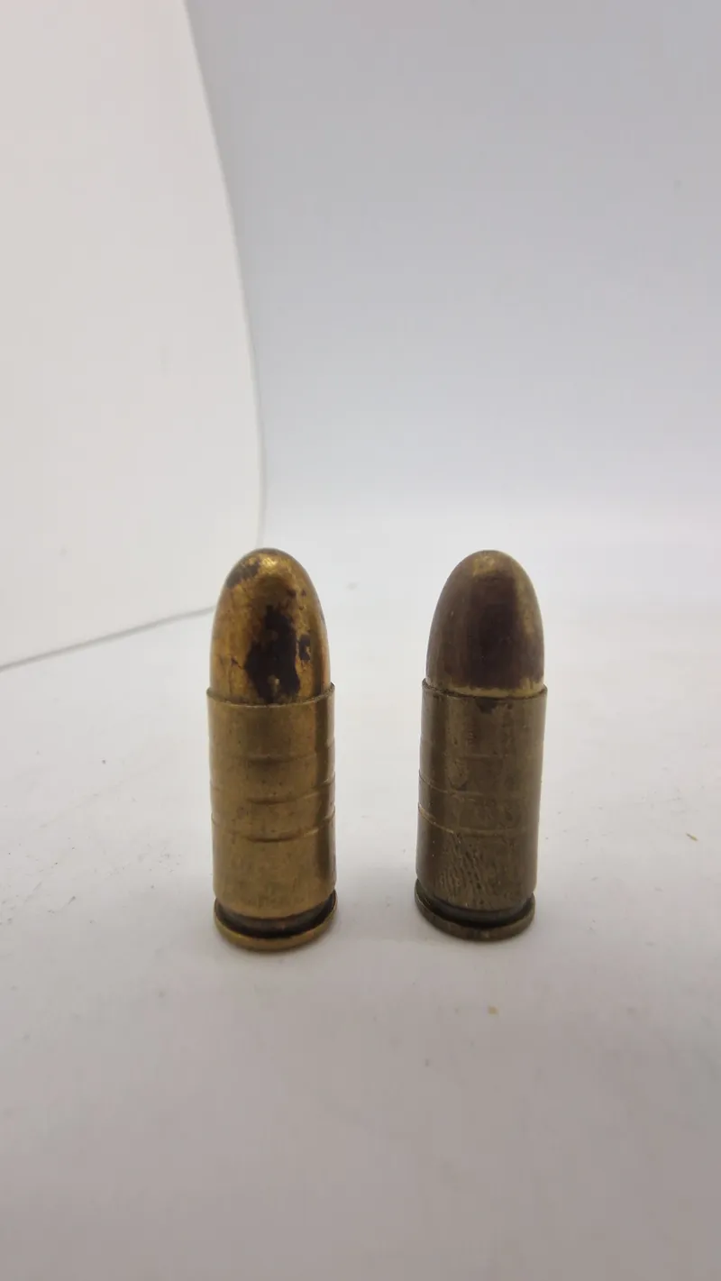 Originale 9 mm eksercerpatroner - PJJ stemplede (Dansk producerede under tysk kommando)