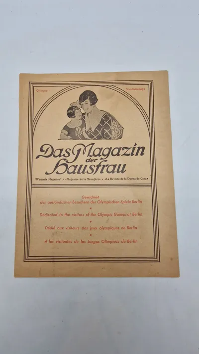 Originalt tysk kvindemagasin, "Das Magazin der Hausfrau
", som udkom som et særnummer i forbindelse med De Olympiske Lege i Berlin.