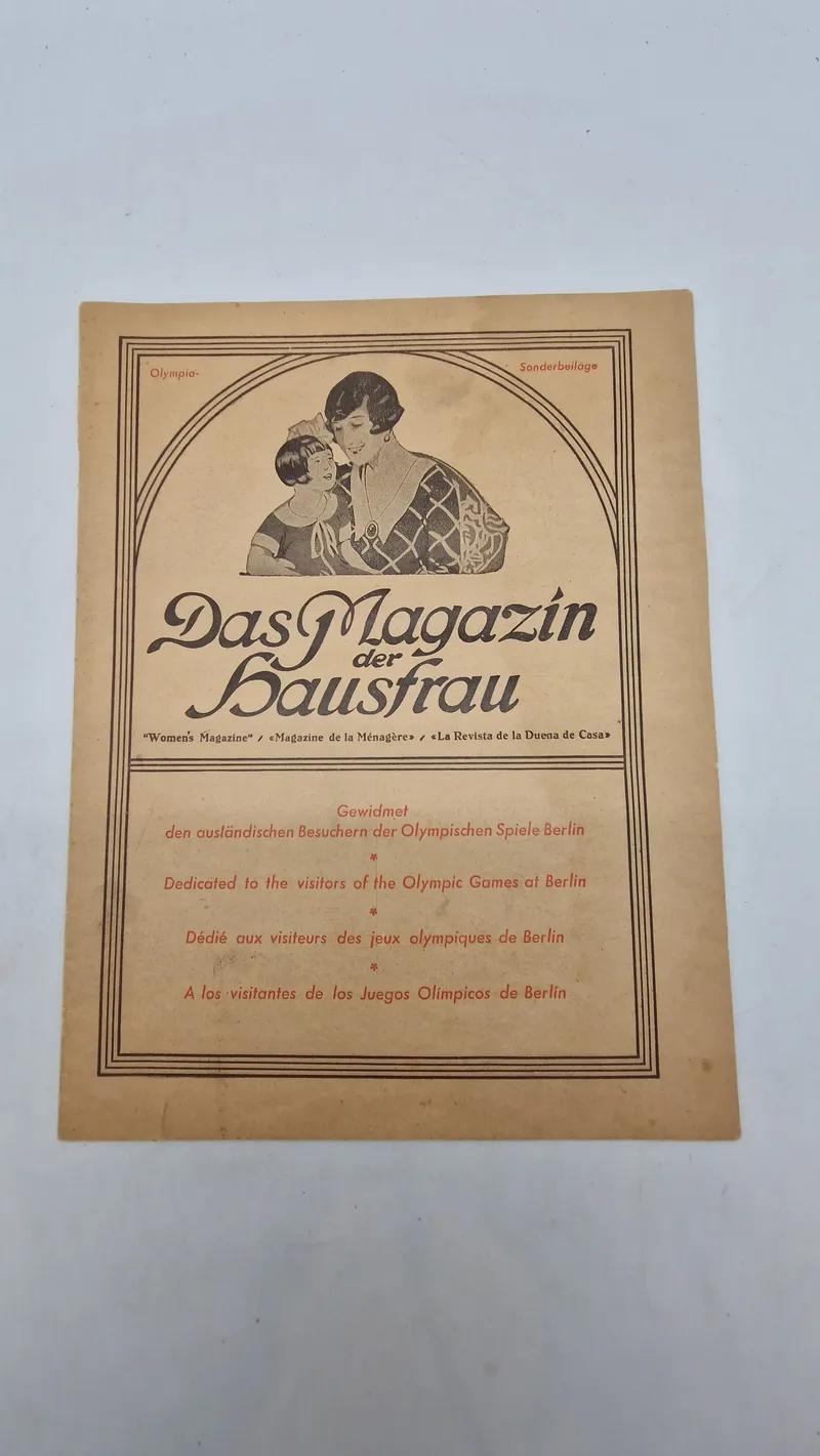Originalt tysk kvindemagasin, "Das Magazin der Hausfrau
", som udkom som et særnummer i forbindelse med De Olympiske Lege i Berlin.