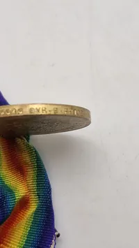 Original Victory Medal fra Første Verdenskrig. Denne medalje blev oprindeligt oprettet i 1919 og tildelt militært personel af de allierede nationer - Navngiven
