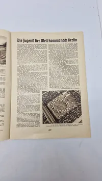 Originalt Hilf mit! Illustrierte deutsche Schülerzeitung" fra juni 1936. Magasinet var en del af "Berliner Illustrirte Zeitung" (BIZ)