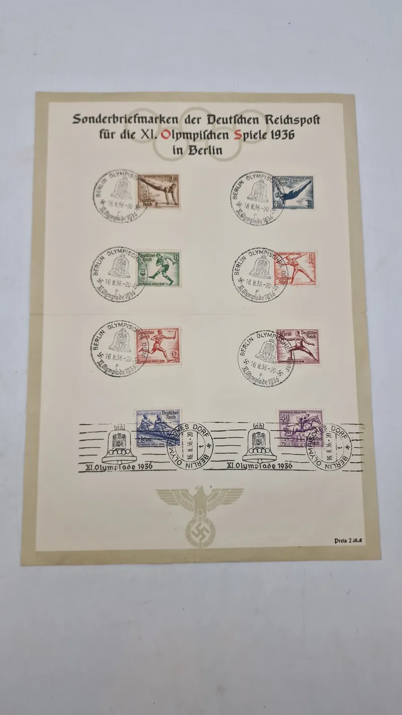 Samling originale brevmærker/postmærker, olympiaden 1936