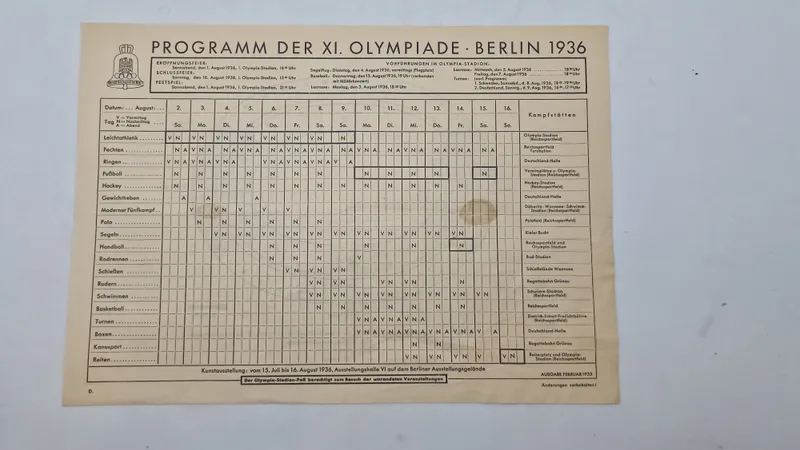 Originalt olympiade program fra 1936
