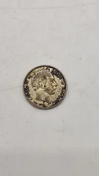 Originale danske sølvmønter, 25 øre fra 1905 & skilling fra 1866