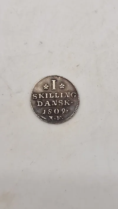 Original 1 skilling 1809, sølv 0,92 gram - højt møntskær