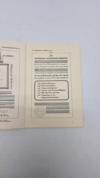 Originalt Zollmerkblatt für die Olympischen Spiele 1936" (Toldnotat for De Olympiske Lege 1936),