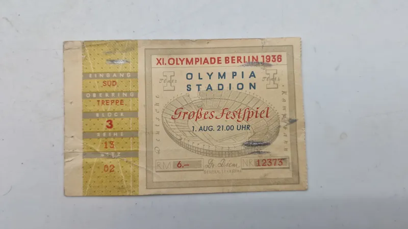 Original billet til De Olympiske Lege i Berlin i 1936, specifikt til "Großes Festspiel"