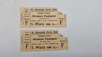 Originale billetter til De Olympiske Lege i Berlin i 1936, specifikt til "Großes Festspiel"
