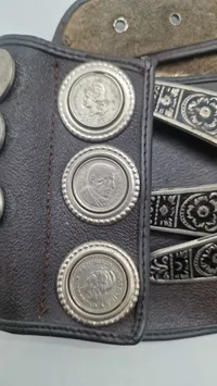 Originalt Vintage Argentina Gaucho Leather belt - prydet med mønter og pynt