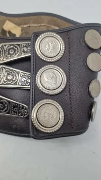 Originalt Vintage Argentina Gaucho Leather belt - prydet med mønter og pynt