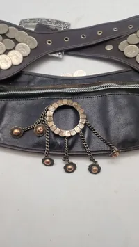 Originalt Vintage Argentina Gaucho Leather belt - prydet med mønter og pynt