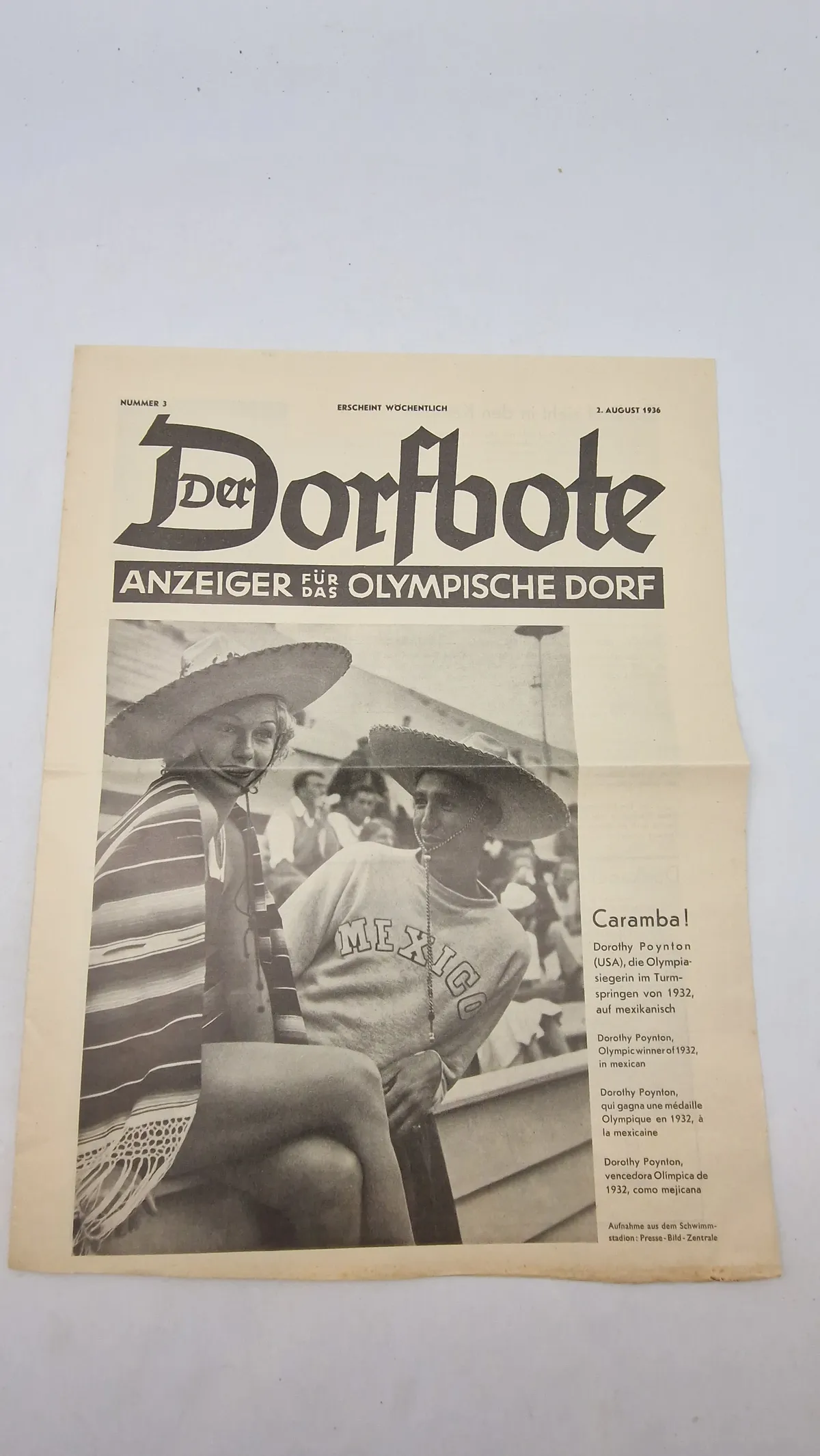 Dorfbote
ANZEIGER FÜR DAS OLYMPISCHE SPIELE