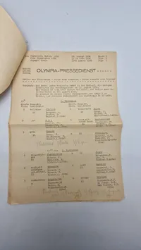 Originalt dokument fra Olympia Pressdienst 1936