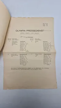Originalt dokument fra Olympia Pressdienst 1936