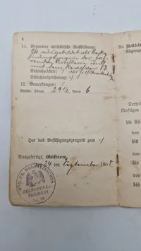 Originalt tysk ww1 militær pas